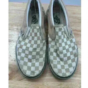 Vans Old School Slip-On‎ Light Pink & White Checkered Print Sneakers Women's 9.5
